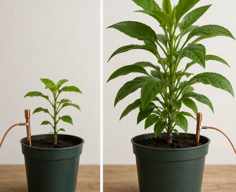 Electroculture Before and After Real Plant Growth Experiments Compared